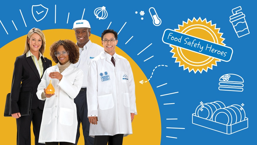 Ecolab associates in lab coats and business attire