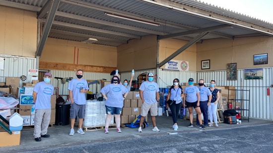 Ecolab volunteers at a product distribution event in Southern California